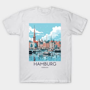 A Pop Art Travel Print of Hamburg - Germany T-Shirt